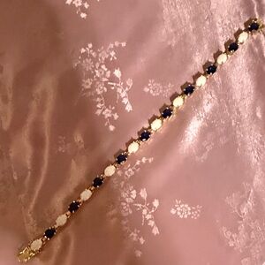 Sterling silver, vermeil, opal and synthetic sapphire bracelet